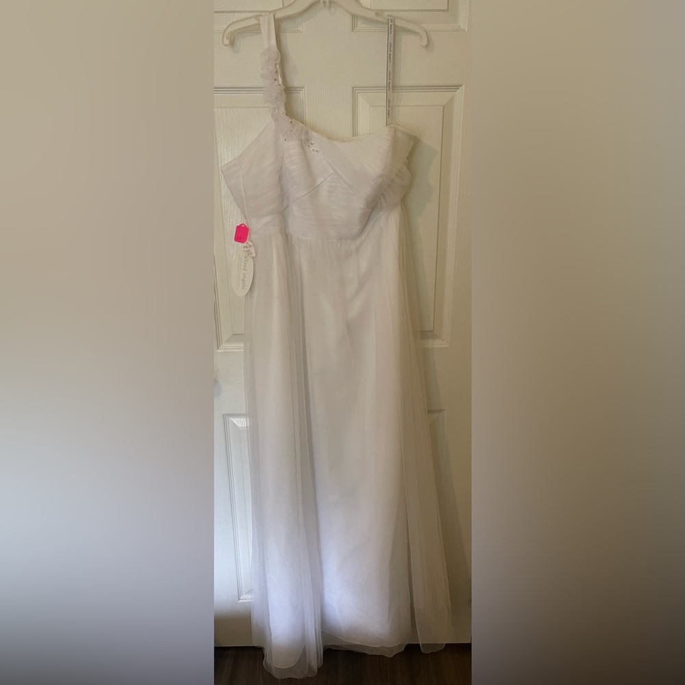 NWT Alfred Angelo white wedding gown, size 12 & beaded belt.